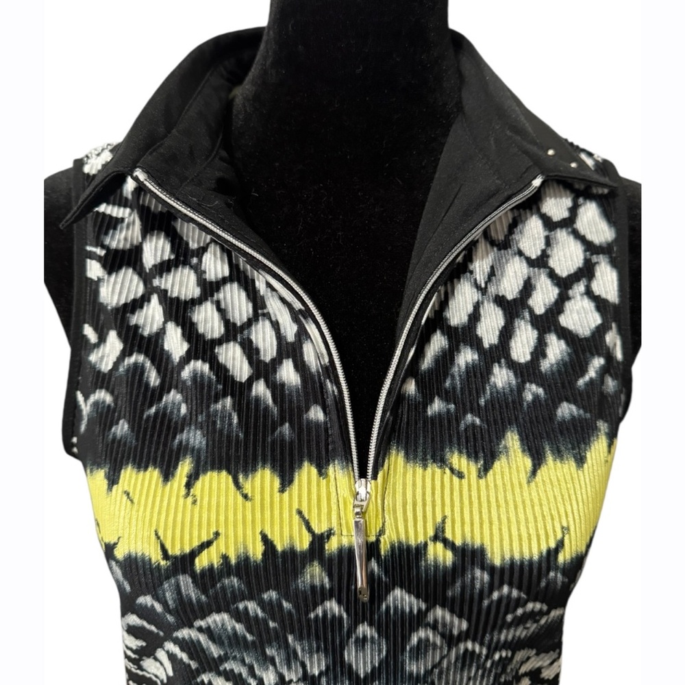 Jamie Sadock Sleeveless Golf Top Zip Mock Neck Black White Print Small - Picture 6 of 8